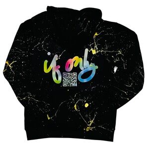 IF ONLY LIMITED EDITION Gold Paint Color Splatter Black Hoodie